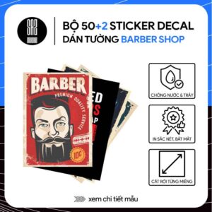 Bộ 52 sticker decal dán tường barber shop A4 STICKERAZ