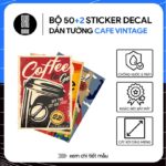 Bộ 52 sticker decal dán tường cafe vintage stickeraz